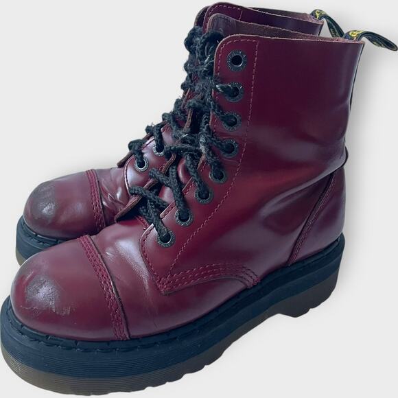Dr. Martens Crazy Bomb Platform Boot Red Leather Cap Toe US Size 6 UK Size 4 - Picture 6 of 13